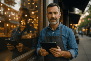 A business owner checking his Google Business Profile