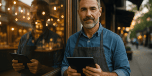 A business owner checking his Google Business Profile